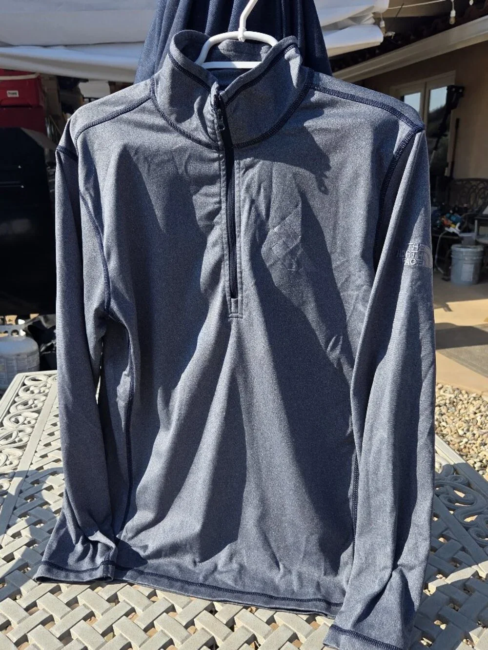 North Face Sweater Mens Med Gray Tech 1/4 Zip Pullover Athletic